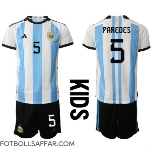 Argentina Leandro Paredes #5 Hemmadräkt Barn VM 2022 Kortärmad (+ Korta byxor)